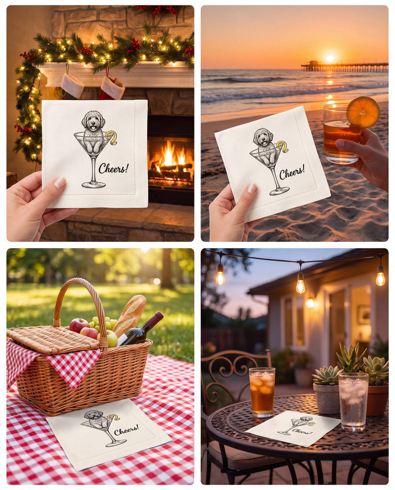 Custom pet cocktail napkins seasonal color variations