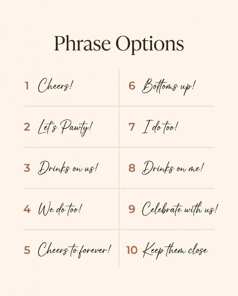 Phrase and wording options infographic for custom napkins