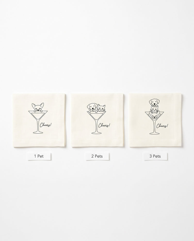 Multi-pet variant example on custom cocktail napkin