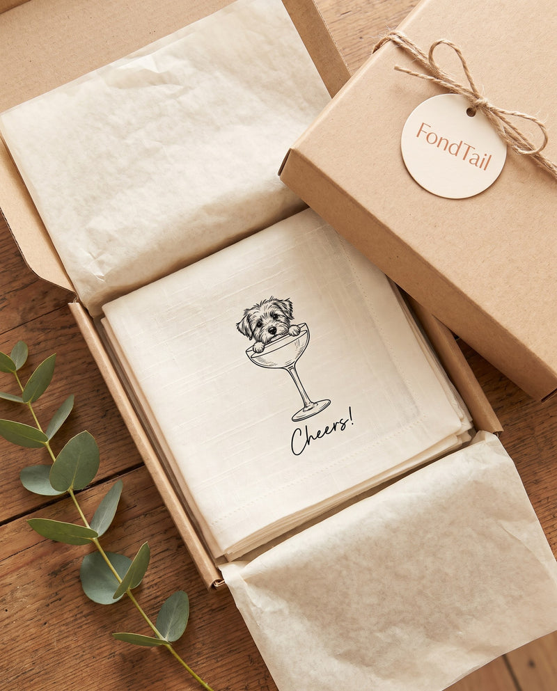 FondTail packaging with branded logo for custom napkins