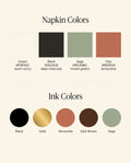 Napkin and ink color swatch options infographic
