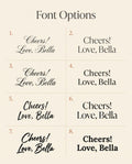 Font options infographic for personalized pet napkins