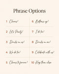 Phrase and wording options infographic for custom napkins