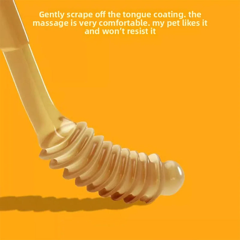 Cat oral care toothbrush with tongue scraper