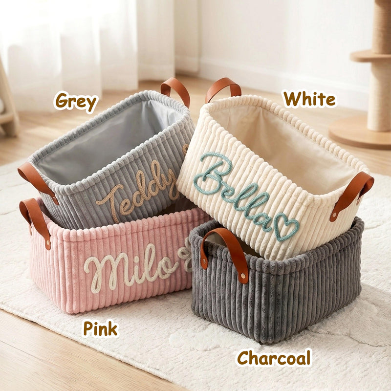 Personalized Dog Toy Basket - Grey XL