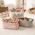 Personalized Dog Toy Basket - White Large