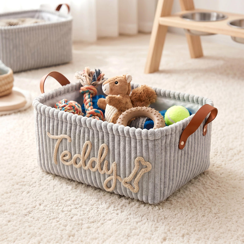 Personalized Dog Toy Basket - Pink Large