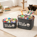 Personalized Dog Toy Basket - Grey Large