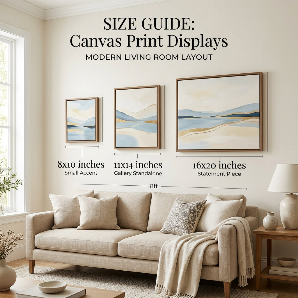 Sizing reference guide for custom canvas pet portraits